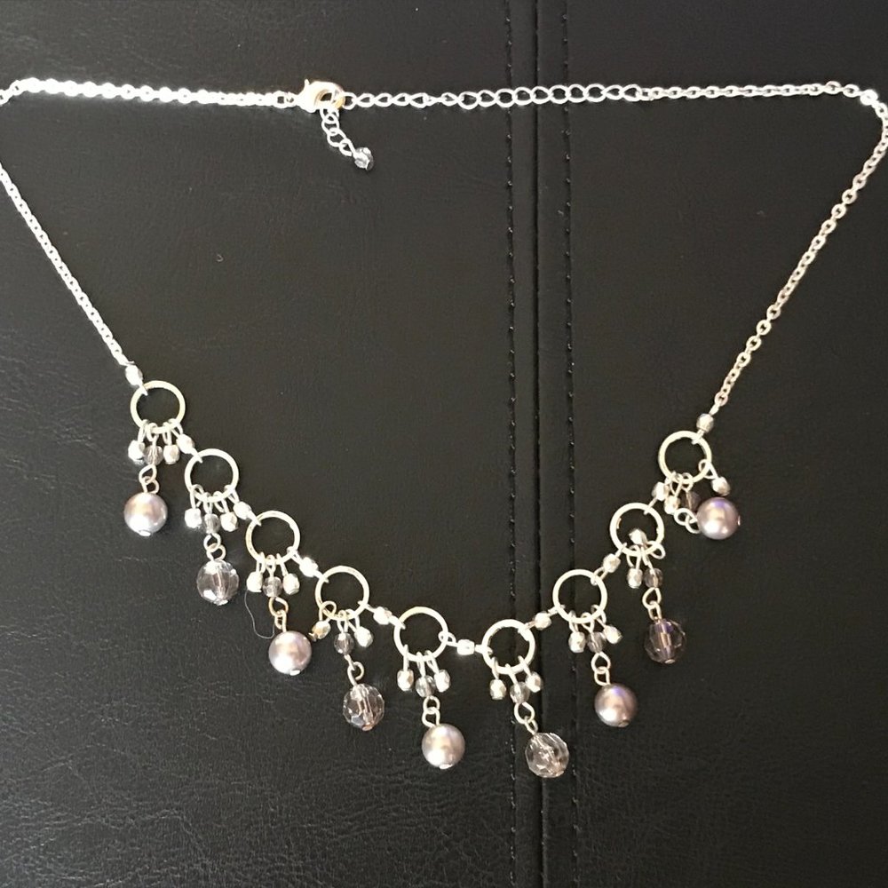 Women Necklace Silver Tone Fashion Jewelry Purple - Picture 2 of 9
